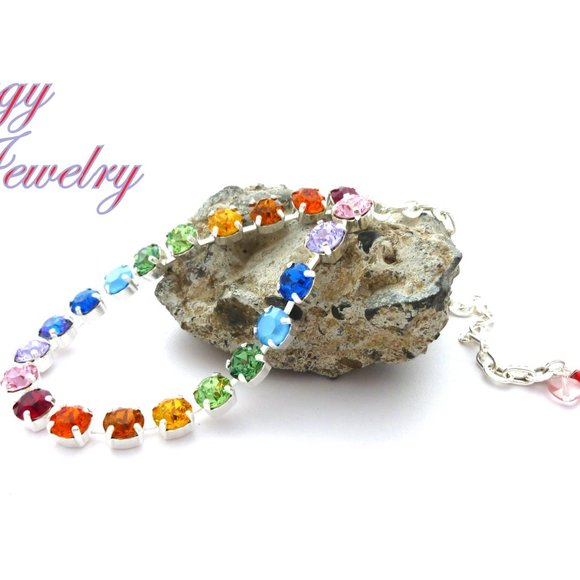 Swarovski Crystal Pride Rainbow Necklace Assorted Finishes, 8mm Crystals - Picture 8 of 9